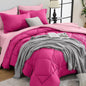 HEVUMYI Hot Pink & Baby Pink Twin Comforter Set - 5-Piece All Season Bed in a Bag Twin, Ultra Soft Bedding Set with Comforter, Flat Sheet, Fitted Sheet, Pillowcases, Pillow Shams