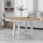 Farmhouse Style Expandable Round to Oval Dining Table with 16" Removable Leaf, Solid Wood Extendable Tabletop with Cross Trestle Legs, Space-Saving Kitchen-Tables for Home Apartment Restaurant