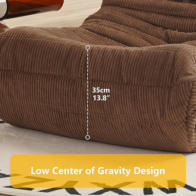 N&V Fireside Chair, Mid Century Armless Floor Sofa, Soft Premium Corduroy Floor Lounge Chair, Foam Sofa Accent Chair for Living Room Bedroom and Office, Lime