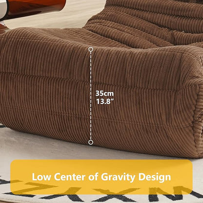 N&V Fireside Armless Floor Sofa, Mid Century Soft Premium Corduroy Lounge Chair, Foam Accent for Living Room Bedroom and Office, Harbour Grey