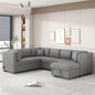 Ball & Cast 108.6" Sleeper Sectional Pull Out Sofa with 2 USB Ports,Two Power Sockets,Versatile U-Shape Couch w/ 3 Back Pillows and Storage Chaise,for Living Room,Office,Apartment,Light Gray