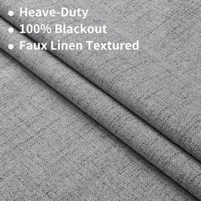 Joydeco Natural Linen Curtains 120 inch Length 2 Panels Set Burg 100% Blackout Patio Door Curtain Room Darkening Sliding Door Curtains Thermal Insulated Back tab Rod Pocket(105x120 inch, Light Grey)