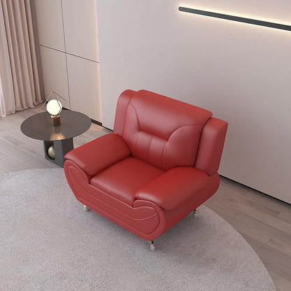 Container Furniture Direct Michael Modern Faux Leather Upholstered Stainless Steel Legs Living Room, Chair, Loveseat, Sofa, Black Camel