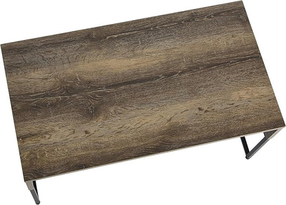 Household Essentials Wrap Rectangular Coffee Table Ashwood Rustic Wood Grain and Black Metal