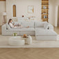 118.2" L Shaped Modular Sectional Cloud Couch with Ottoman, Plush Corduroy Upholstered Compression Sofa, 4-Seat Deep Seat Boneless Sofa Couches with Throw Pillow