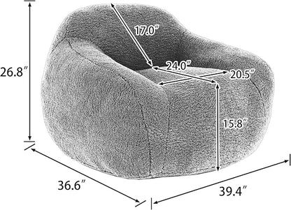 Furniliving Bean Bag Chair, Oversized Bean Bag Couch for Adults Comfy Bean Bag Sofa with Back Support, Giant Bean Bag Chair Stuffed Floor Sofa for Living Room Bedroom Dorm Office, Teddy, Off White