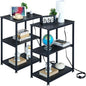VECELO Tall End Table with Charging Station, Side Table with USB Ports and Outlets, 30" Height Nightstand with 3-Tier Storage Shelf for Living Room Bedroom Office Hallway Study