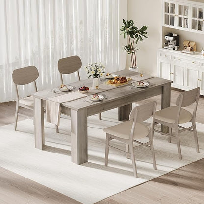 CABIHOME Dining Table for 4-6, 63" Inch Dining Tables for 4, Farmhouse Large Kitchen Dining Table, Rectangular Dining Room Table for Small Space, Dinner Table for Kitchen, Apartment, Rustic Gray