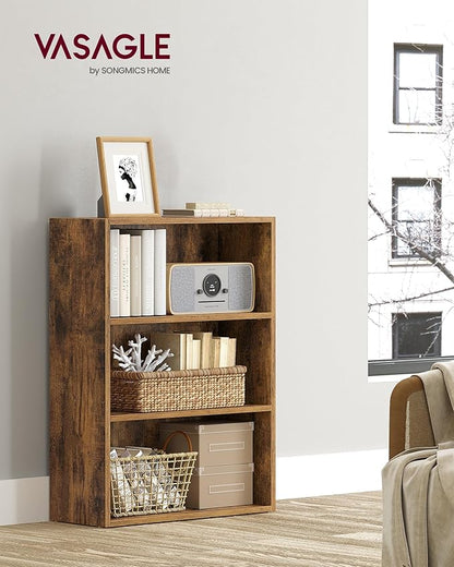 VASAGLE Set of 2 Bookshelves, 23.6 Inches Wide, 3-Tier Open Bookcases with Adjustable Storage Shelves, Floor Standing Units, Rustic Brown ULBC163X01-2