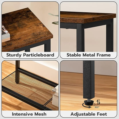 HOOBRO 29.5" Narrow Console Table, Small Entryway Table with Shelf, 2 Tier Thin Sofa Table, Behind Couch Table, Side Table, for Hallway, Living Room, Bedroom, Rustic Brown and Black BF74XG01