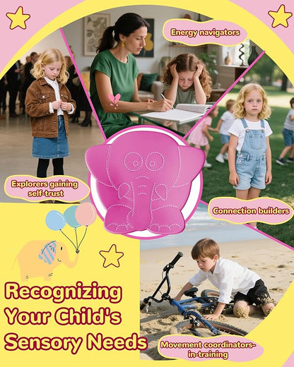 21" L × 19" W Spinning Chair for Autistic Kids, Sensory Toys for Kids with Autism, Sit and Spin, Toddlers & ADHD Children, Sensory Products Swivel Chair, Pink