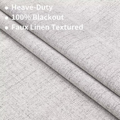 Joydeco Natural Linen Curtains 96 inch Length 2 Panels Set Burg 100% Blackout Patio Door Curtain Room Darkening Sliding Door Curtains Thermal Insulated Back tab Rod Pocket(105x96 inch, White)