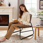 Modern Accent Chair Comfy Living Room Chair Armless Sling Accent Chairs Upholstered Side Sitting Chairs with Metal Frame for Office Reception Reading Bedroom Waiting Room, Brown