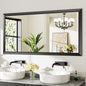60x28 Inch Black Bathroom Mirror for Wall, Thick Metal Framed Rectangle Mirrors for Over Sink, Bedroom, Living Room, Entryway, Anti-Rust, HD Tempered Glass