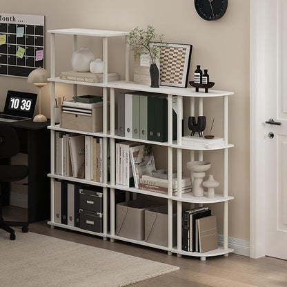 Furinno Turn-N-Tube 4-Tier Multipurpose Shelf Display Rack, White/White