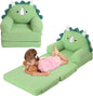 Foldable Kids Sofa, Triceratops Toddler Couch With Tri Folding Foam Cushions, Comfy Couch for Ages 18 Months and Up
