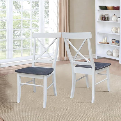 Set of Two X-Back Dining Chairs, White/Heather Gray