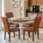 COLAMY Upholstered Parsons Dining Chairs Set of 4, PU Leather Dining Room Kitchen Side Chair with Nailhead Trim and Wood Legs - Light Brown
