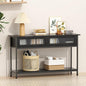 Aetheris 47" Console Table with 2 Drawers, 2 Tier Sofa Table with Storage,Entryway Table, Industrial Console Table for Entryway, Sofa Table Behind Couch for Living Room, Black