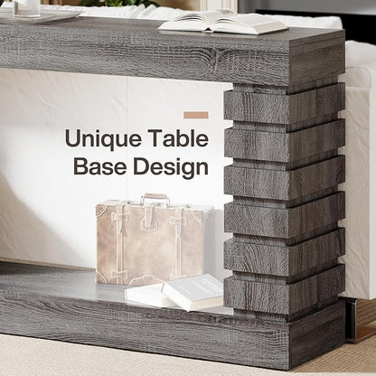 Tribesigns 70.8-Inch Long Console Table, Wood Entryway Table with Storage, Narrow Sofa Table for Living Room Entryway Hallway (Gray)