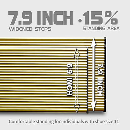3 Step Ladder,Folding Step Stool with Aluminum Wide Pedal& Convenient Handgrip,330lbs Capacity Steel Ladder for Household and Office(Gold)