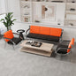wonline 5 Seat Waiting Room Chair with Armrest PU Leather Office Furniture, Office Guest Seating Lobby Conference Reception Chairs for Airport Clinic Hospital Bank Salon Barber(Orange&Black)
