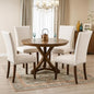 Set of 4 Beige Upholstered Dining Chairs, Farmhouse Kitchen Chairs with High Back Support, Solid Rubberwood Legs, Comfortable Padded Seat, Bronze Nailhead Trim, Dining Room Chairs for Family Meals
