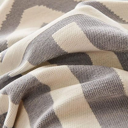 STACYPIK Durable Chenille Gray Beige Sofa Cover Boho Triangle Slipcover Furniture Protector Washable Armchair Couch Cover for 2 Cushion Couch Non-Slip Jacquard Sofa Protector Pet Friendly-71X102IN