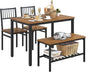Teraves Dining Table Set for 4/Computer Desk,Kitchen Table with 2 Chairs and a Bench,Table and Chairs Dining Room Set 4 Piece Set for Dining Room (Teak, 120CM)