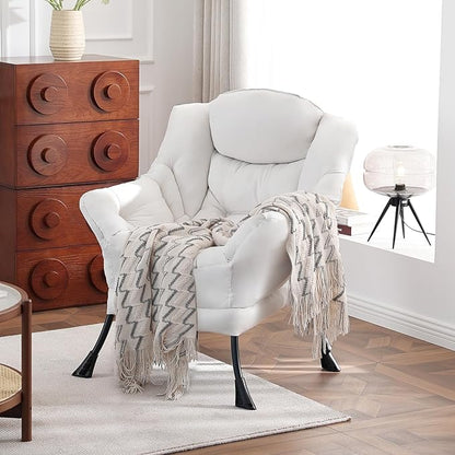 Lazy Chair, Reading Armchair, Large Modern Lounge Accent Chair, Leisure Sofa Chair for Living Room, Bedroom, Dorm Room (Beige)