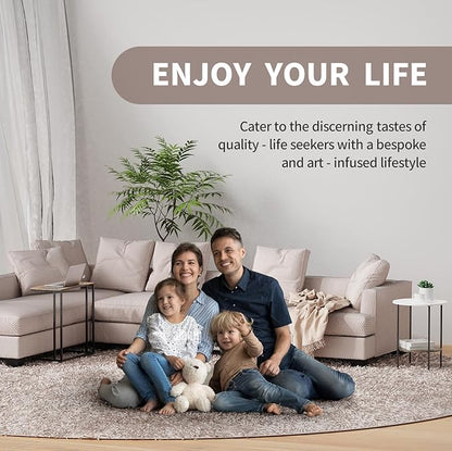 End Tables Living Room - Sturdy SideTable with Metal Frame, Modern Small Sofa & Bedside Table,Multi-Functional Round Coffee Table for Bedroom, Balcony, Sofa, Gym,Office