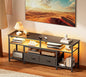 Huuger TV Stand for 55 60 Inch TV, Entertainment Center with Power Outlets and LED Lights, 54 Inch TV Console for Living Room, Media Console with Drawers and Shelves, Black