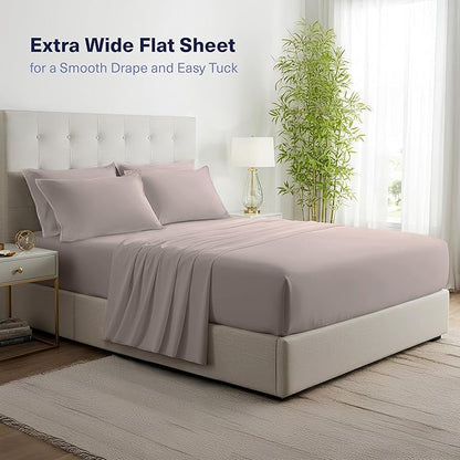 Kickoff Viscose Bamboo Sheets Twin XL Size 3-pc 100% Organic Bamboo Viscose Bed Cooling Sheets Twin XL Size Set Cool Bedding for hot Sleepers Sheet, Flat, Fitted, Pillowcase (Grey Mist, TXL)