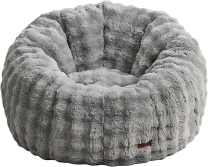 Hobestluk Bean Bag Chair Oversized Bean Bag Chair for Adults Donut-Shaped Large Bean Bag with Spacious Design for Living Room Bedroom or Reading Nook (Bubble Grey)