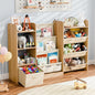 Kids Toy Book Storage Organizer - Large Bookshelf with 7 Removable Bins, Baby Bookshelf and Toy Storage, 4-Tier Book Shelf for Kids Room, Playroom, Classroom, 51 inch, Burlywood
