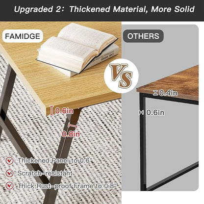Folding Coffee Table, Portable Floor Table Desk for Sitting on The Floor, No Assembly Low Coffee Table for Living Room, Home, Caravan and Camping Use, Natural Wood, 39.4Lx19.7Wx15.8H