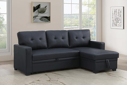Devion Furniture Garisa 4-in-1 Convertible L Shaped Couch with Pull Out Bed and Storage, Sectional Sleeper Sofa with Reversible Chaise for Living Room, Apartment, Bedroom, Office
