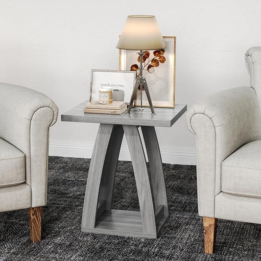 End Tables Living Room, Side Table Beside Sofa, Nightstand for Bedroom, Couch Side Table with Shelf, Modern End Table for Living Room, Grey End Table