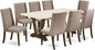 East West Furniture V727FL716-9 9 Piece Modern Dining Table Set Includes a Rectangle Wooden Table with V-Legs and 8 Dark Khaki Linen Fabric Parsons Dining Chairs, 40x72 Inch, Multi-Color
