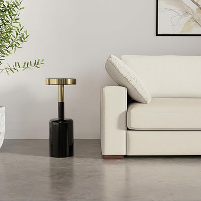 SIMPLIHOME Frannie Modern Contemporary 10 inch Wide Metal Side Table in Gold / Black for the Living Room and Bedroom