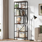 Geometric Bookshelf, 70.9" Tall Bookcase with 7-Shelf Open Shelves, Wood Metal Book Shelf Display Rack Storage Shelving Unit for Office, Bedroom, Living Room, Easy Assembly, Rustic Brown