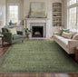 8X10 Area Rugs Machine Washable Rugs for Living Room, Vintage Boho Large Rugs for Bedroom Dining Room, Non Slip Indoor Soft Distressed Lightweight Thin Low Pile Carpet, Vivid Green