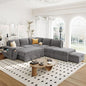 Merax L-Shaped Modular Sofa with Removable Storage Ottoman, USB Ports and Cup Holder, Upholstered Sectional Couch & Armrest, Free Combination Indoor Furniture for Living Room, Apartments, Gray