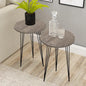 PAK HOME - Set of 2 Pine Wood Grey End Table – Round Wood Sofa Side Coffee Tables for Small Spaces, Nightstand Bedside Table for Bedroom, Living Room, Home Office, Balcony