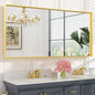 Keonjinn Brushed Gold Bathroom Mirror 60” x 30” Metal Framed Rectangular Wall Mirror Large Farmhouse Bathroom Mirrors Rectangle Gold Wall-Mounted Vanity Mirrors(Horizontal/Vertical)