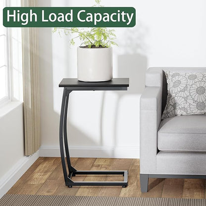 C-Shaped End-Table - Side Table for Couch,Curved Support Legs, Slide Under Couch Table for Sofa, TV Tray Table for Living Room Bedroom(Black)