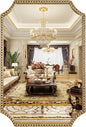 30"x40" Mirror for Wall, Full Scalloped Corners Rectangle Decorative Mirror, Metal Beaded Frame Accent Wall Decor for Bathroom, Entryway, Mantel, Antique Gold