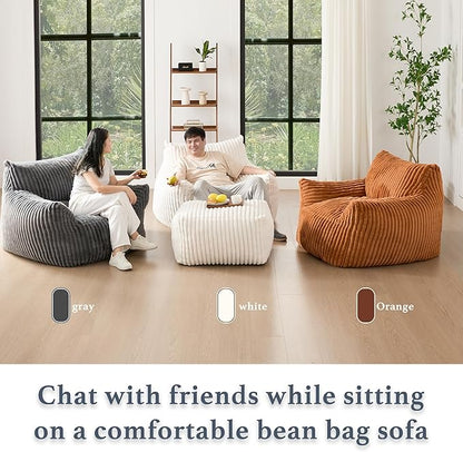 Giant Plush Bean Bag Chair for Adults with Armrests - Oversized Comfy Green Beanbag Lounge Lazy Floor Sofa Accent Chair for Living Room, Bedroom & Dorm, Cozy Fluffy Single Cloud Mini Couch