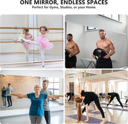 Home Gym Mirror for Wall,Mirror Full Length,60"x25"x2PCS,Glass Frameless Body Large Mirror for Home Gym,Workout,Bedroom,Garage(Silver)