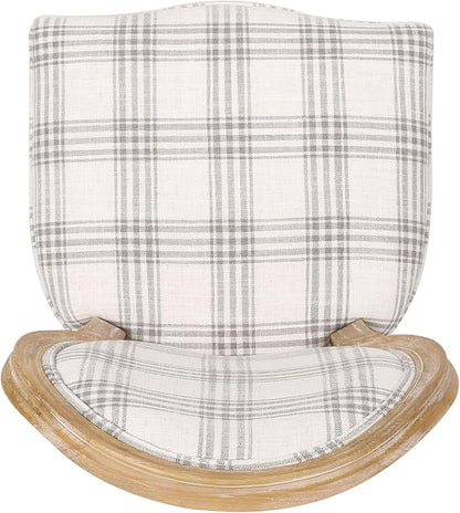 Christopher Knight Home Phinnaeus Dining Chair Set, Set of 4, Wood, Gray Plaid + Light Beige + Natural